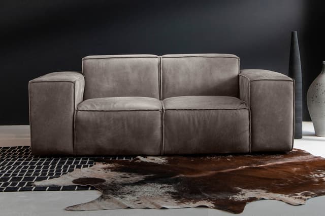 Jagger 2-Seater Leather Couch - Graphite