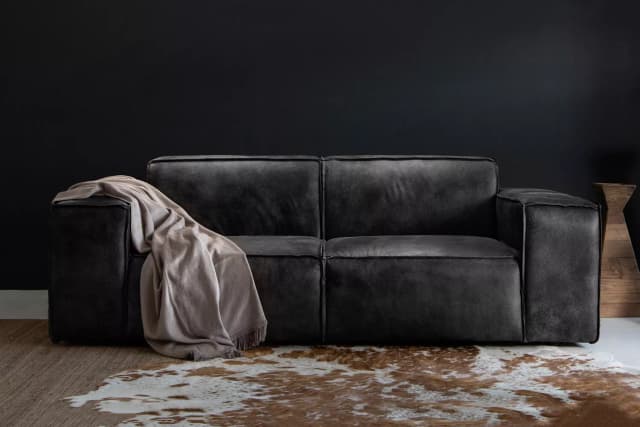Jagger 2-Seater Leather Couch - Lead